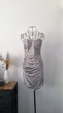 Spotted print spaghetti strap Bodycon mini dress size S 