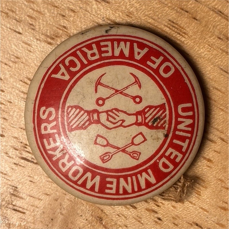 United Mine Workers of America UMWA Red & White Trade Union Pinback Button