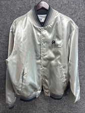 Swingster Vtg Mens XL Gray Satin Bomber Jacket Consolidated Aluminum USA Made