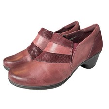 Earth Origins Earth Origins Clogs Red Merlot Leather Womens Comfort Shoe Size 8
