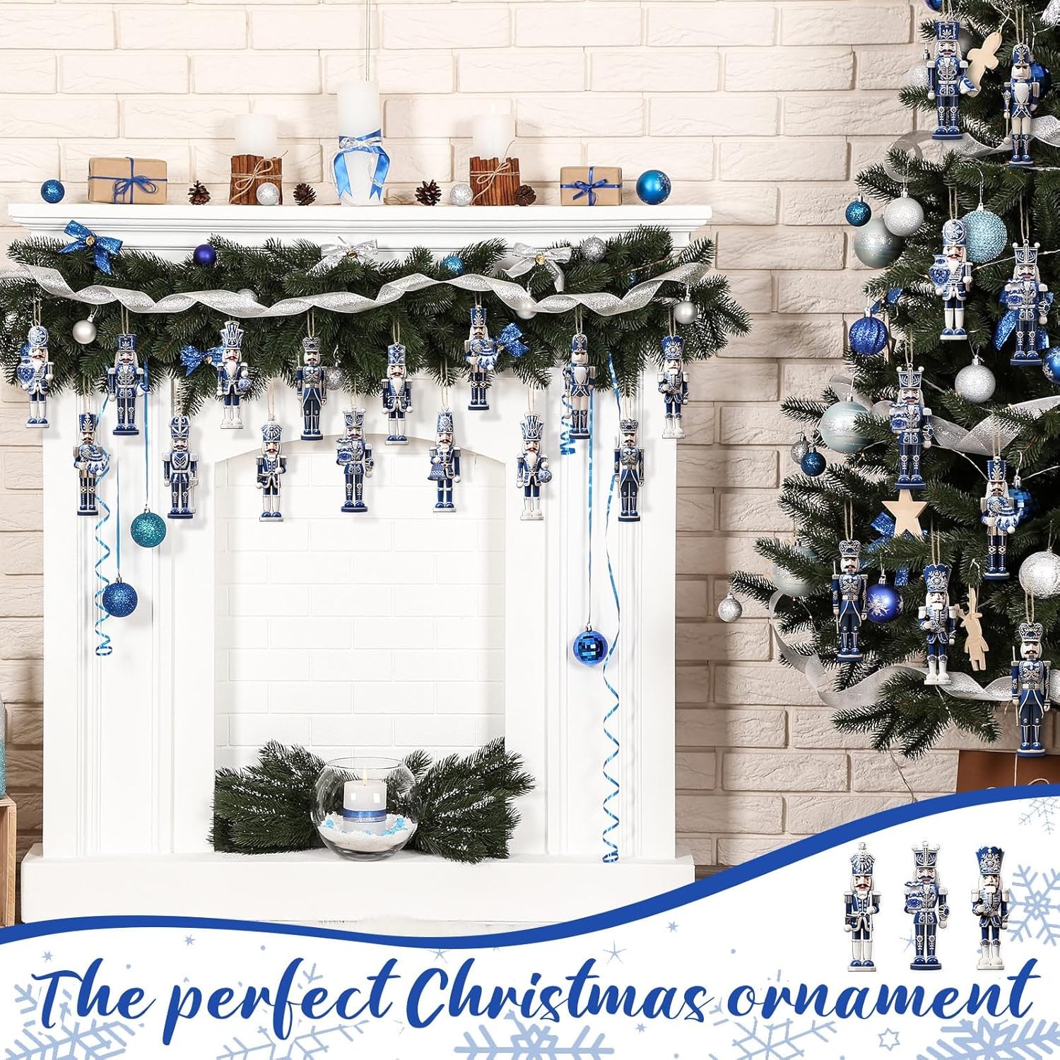 Barydat 36 Pcs Christmas Nutcracker Ornaments for Tree Blue and White... 