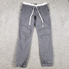 Beams Plus Japanese Fabric Pants Mens Medium Gray Gym Tapered Cotton-Blend Twill