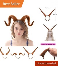Charming Plush Ram Horns Headband - Perfect for Halloween Christmas Fun