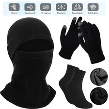 3PCS Winter Balaclava Gloves Sets Face Ski Mask Touchscreen Gloves Thermal Socks