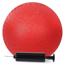 Playground Ball, 8.5inch Inflatable Kickballs with Pump Handball Rubber Red