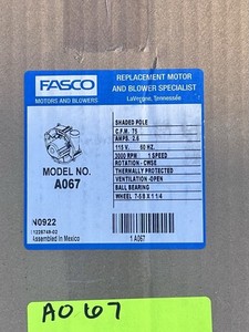 FASCO Round Outlet Shaded Pole OEM Replacement Draft Inducer Blower, A067