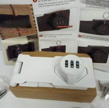 4" White Keyless Mechanical Combination Password Rotary Hasp Lock Door Security