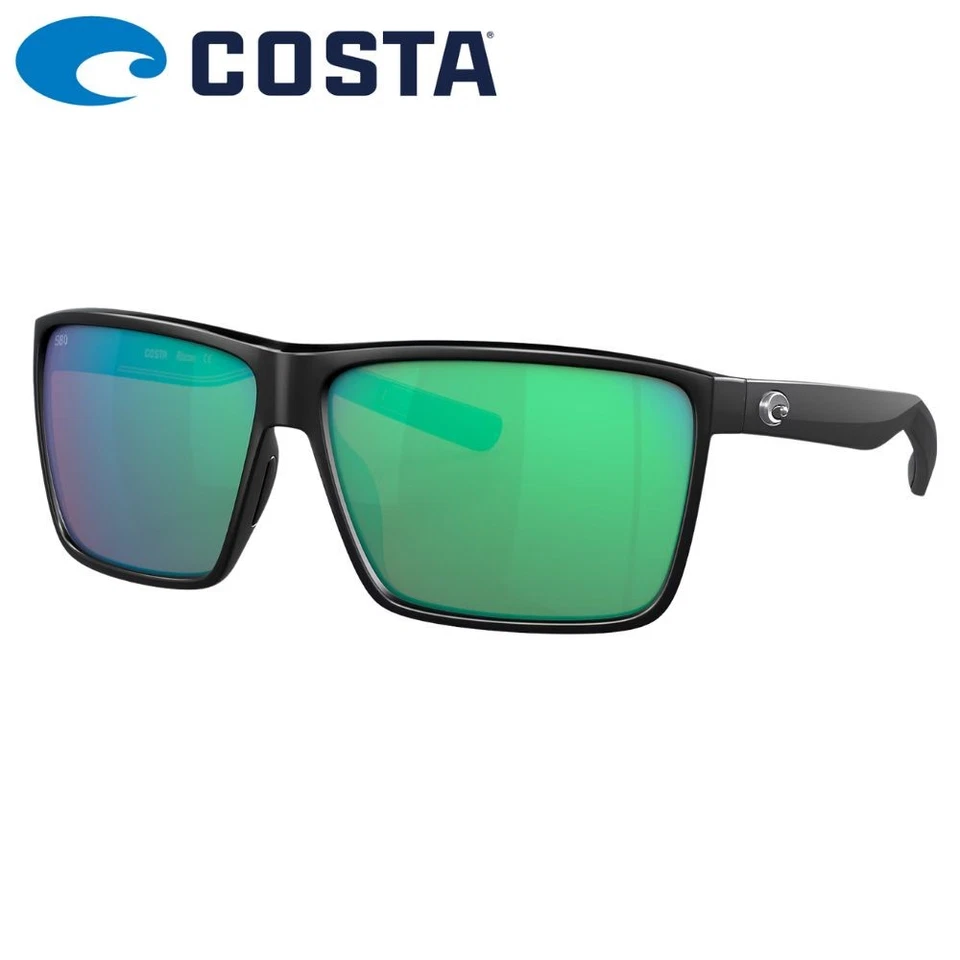 Lunettes de soleil polarisées COSTA RINCON monture noire/verres miroir vert 580G - Photo 1/4