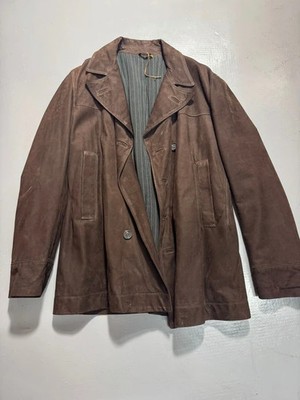 Romeo Gigli - Double-Breasted Brown Suede Coat - Made in Italy - Size 52