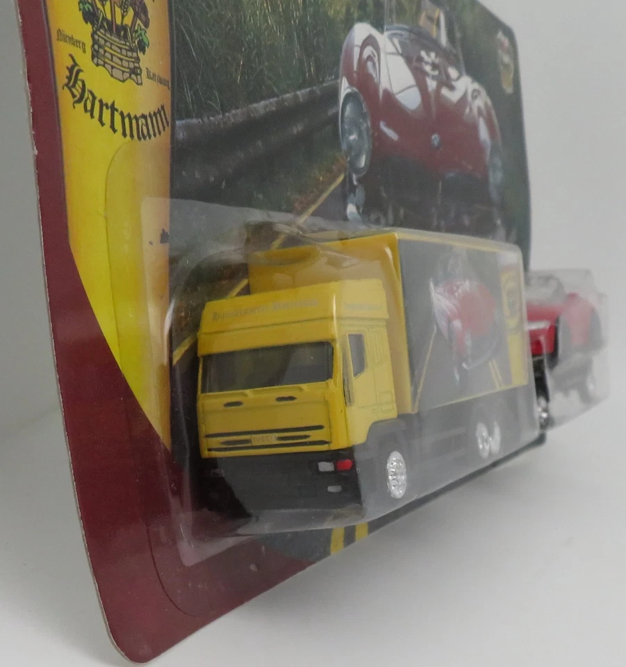 GRELL HO 1/87 Camion IVECO EUROSTAR + Rimorchio & BMW Z3 Birra HARTMANN Box - Immagine 2 di 4