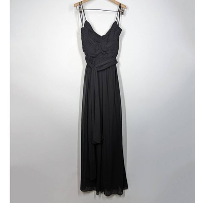 Ieena Mac Duggal Black Faux Wrap Wide Leg Jumpsuit Sleeveless Medium Preowned
