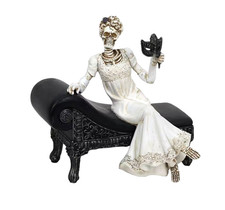 SKELETON BRIDE WITH MASK ON CHAISE LOUNGE 7" Tabletop Halloween Decoration NEW