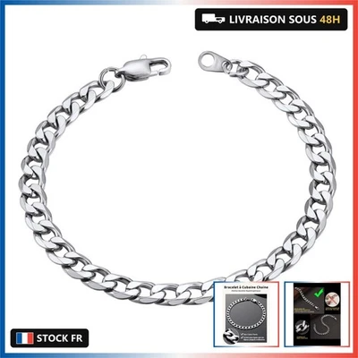 Bracelet Gourmette Homme Acier Inoxydable Gourmette Garçon Chaîne Cubaine Femme - Photo 1/4