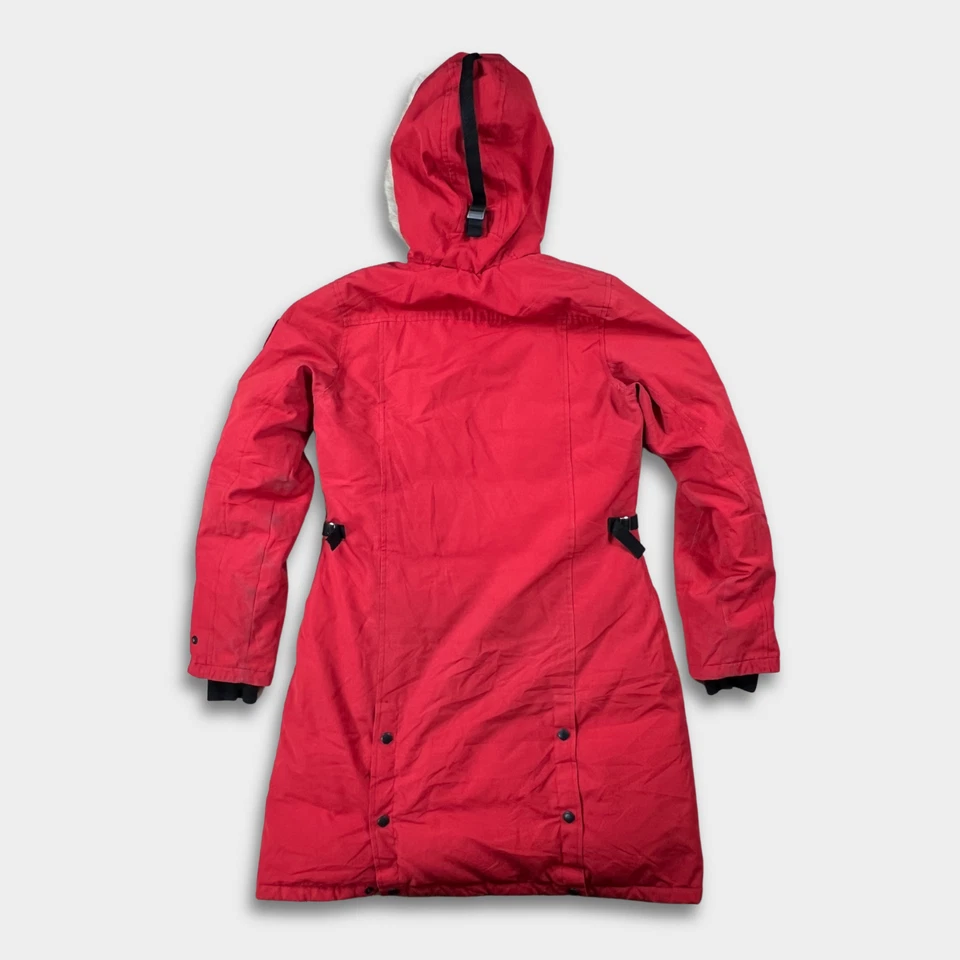 Canada Goose Kensington Parka Women’s Size S RED Down Fur Trim Arctic - Image 2 of 4