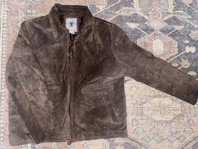 Vtg JLC Leather Flight Jacket Men L Brown Adventures On The Wing