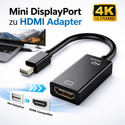 Mini DisplayPort auf HDMI Adapter Mini DP zu HDMI 4K Monitor TV Beamer Kabel