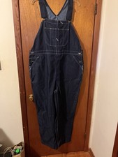 Vintage Sears Roebucks Overalls 50x30 Denim Bib Pockets Blue Retro Grandfather