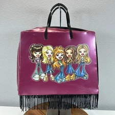 2002 Bratz Doll Maroon Fringe Organizer Case Purse Bag Y2K VTG 3 Organizers