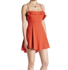 Free People More Than a Mini Dress Coral Orange Gauze 100% Cotton S Boho Beach