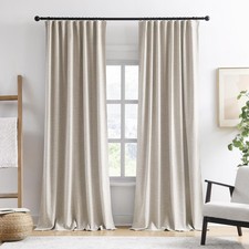 Linen Blackout Curtains 108 in Long 2 Panels,Total 100 in Wide Elegant Sunroom C