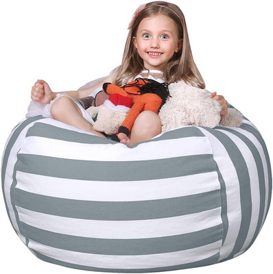 Stuffed Animal Storage Bean Bag Chair Cover for Kids | Stuffable Zipper Beanbag