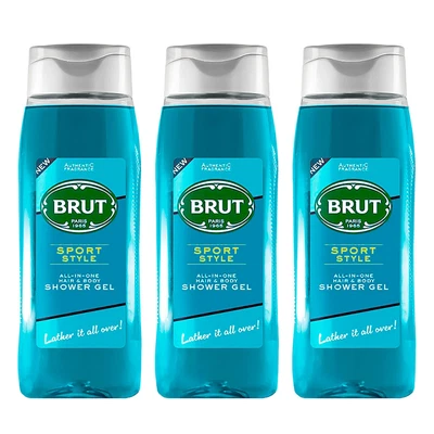 Brut Sport Style Hair & Body Shower Gel for Men 500ml - Pack of 3