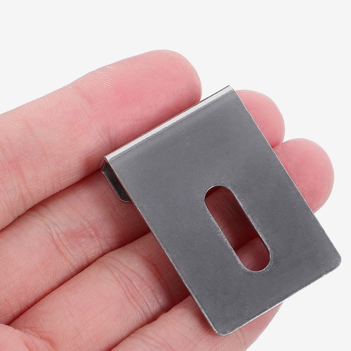 8Pcs Stainless Steel Mirror Hanging Hardware Clips Silver Sturdy Wall Mount - Afbeelding 10 van 12