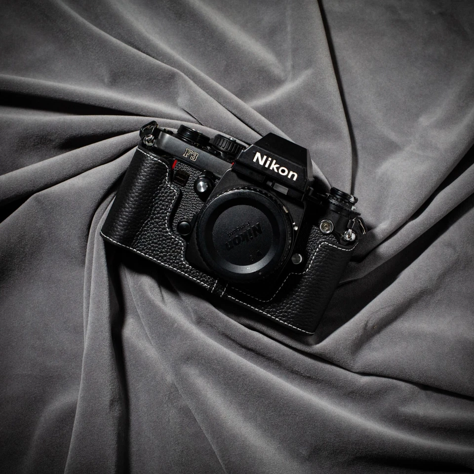 For Nikon F3 Case Real Genuine Leather Half Camera Case Bag Cover - Image 4 of 4