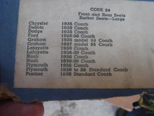 Nos seat covers coach 1935 1936 1937 1938 1939 ford plymouth nash graham pontiac