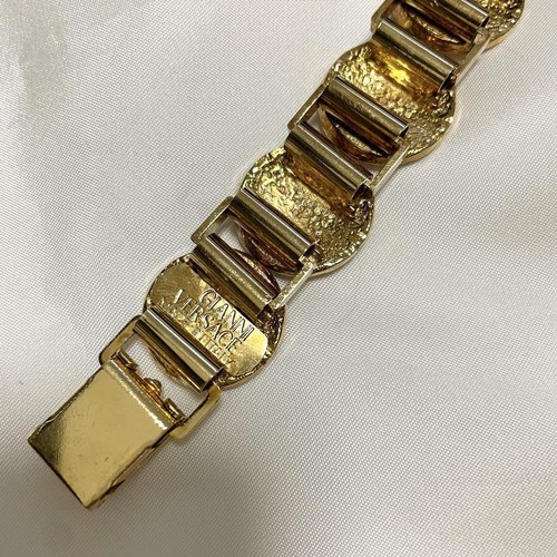 VERSACE Medusa Coin Design 8-row Crest Greek Key Medusa Bracelet Gold Tone - Picture 5 of 7