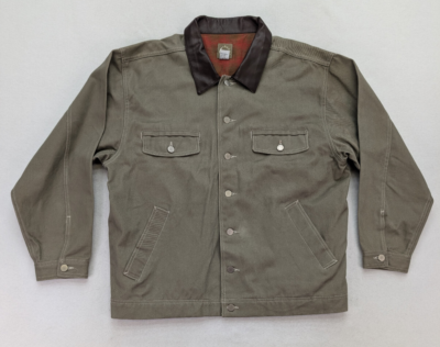 #ad #ad MARLBORO Men#x27;s VINTAGE Blanket Lined Leather Collar Chore Barn Jacket Sz Large $64.99