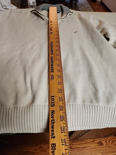 Nautica Herren 100% Baumwolle schwerer Teilreißverschluss Pullover Gr. L cremefarben (T-6) - Bild 9 von 11