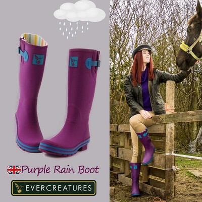 Evercreatures Women/'s Purple Ankle Rain Boots Wellies Waterproof Garden Boot