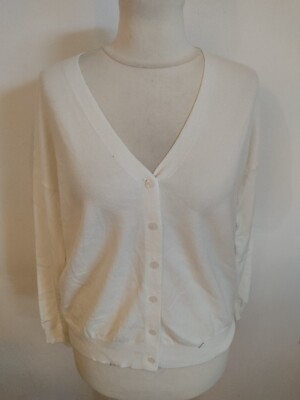 MADE IN ITALY SEVENDAY schöne Feinstrickjacke creme Gr. 38 40 42 NEU