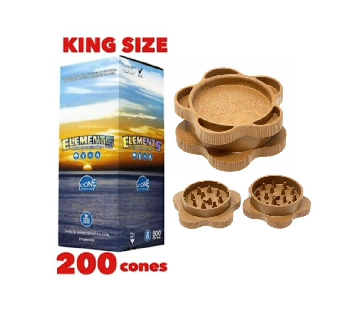 raw gripper grinder hem plastic +ELEMENTS organic rice pre cone 1 1/4 size
