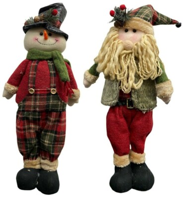 Weihnachten Santa Schneemann Stoffpuppe GROß Xmas detaillierte stehende Figur Ornament 