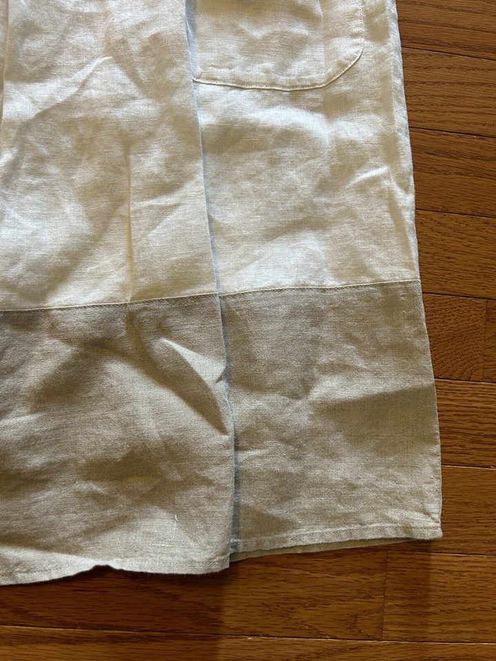 J Jill Love Linen Dress Women’s Size M Sleeveless White Tan Pockets 100