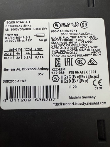 Siemens 3RB2056-1fW2 Relay - Picture 5 of 5