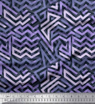 Soimoi Cotton Poplin Fabric Zig Zag Abstract Decor Fabric Printed-njd
