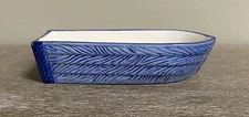 Delft Blue Hand Painted Row Boat Wood Grain Pattern