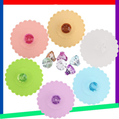Silicone Cup Lids, IPHOX Creative Diamond Flexible Mug Cover [Set of 6] Reusable