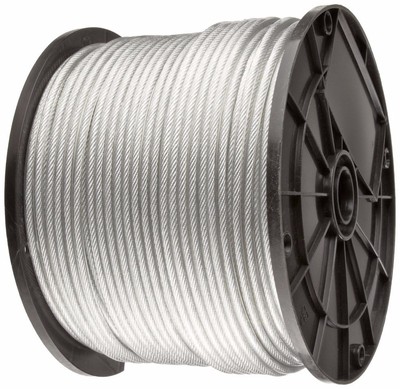 Vinyl Coated Galvanized Cable ,1/16'' - 3/32'', 7x7, 1000 ft reel