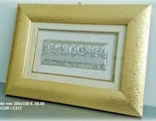 L'ULTIMA CENA QUADRO ARGENTO cm6x16 CORNICE LEGNO cm24x34 ICONA SACRA