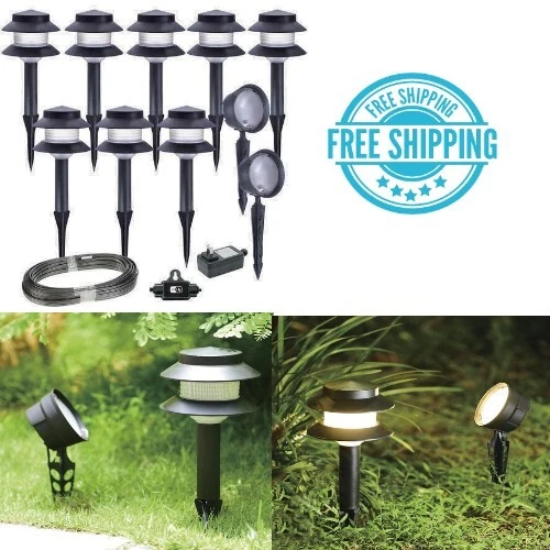 Set of 10 Flood Path Light Low Voltage LED Outdoor Garden Landscape Walkway  Lamp