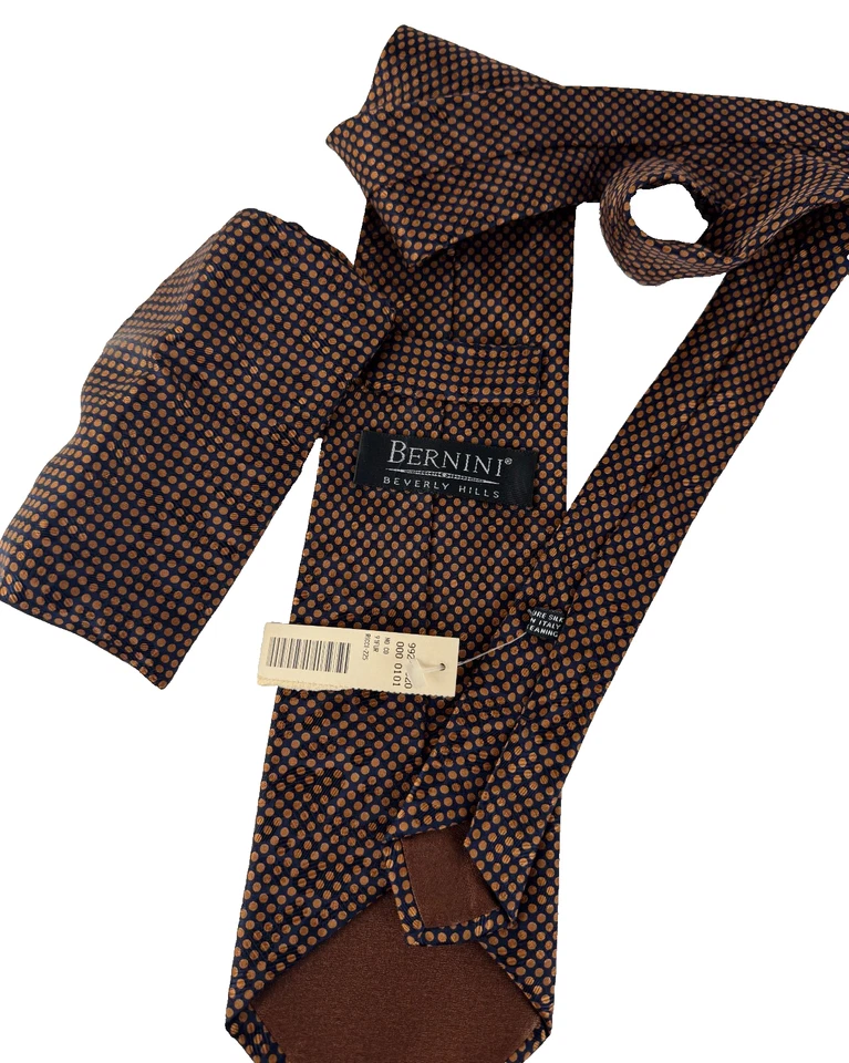 Bernini Beverly Hills 100% Seda Lote de 2 Corbatas Cuello Marrón Bronce Azul Marino 4" 60" 4" 59 Foto 3 de 4