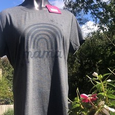 Isabel Maternity Womens T Shirt Mama XXL Gray Rainbow Short Sleeve T-Shirt New