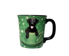 KEITH KIMBERLIN BLACK LAB COFFEE CUP MUG GREEN CERAMIC THE ENCORE GROUP 8 OZ