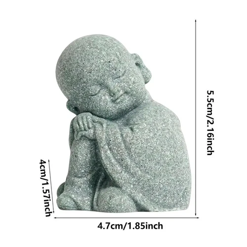 Piccoli monaci buddisti statuina Buddha statua in pietra buddismo tibetano monaco zen - Foto 22 di 22