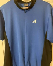 Mt Borah XL Black Blue Half Zip Cycling Jersey 3 Bottle Pockets 100% Micro-Poly