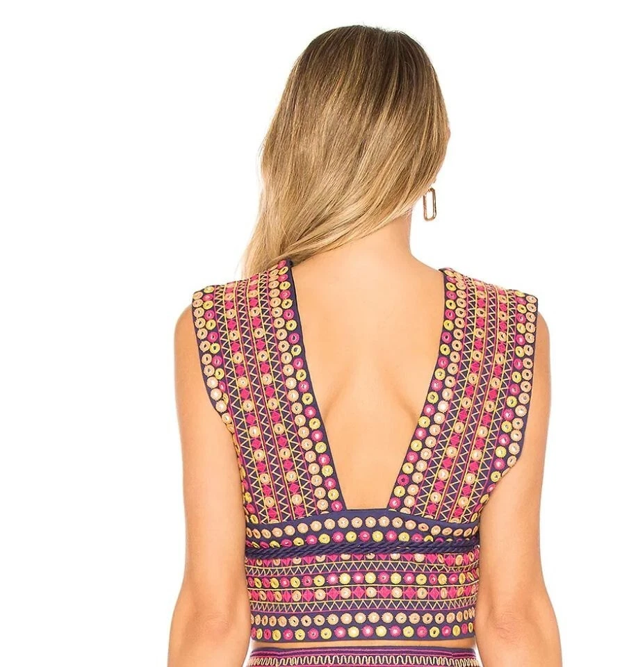 Majorelle Embroidered Cotton Belt Sunset Mirrorwork & Tassels Sunset - Image 3 of 4